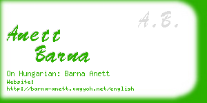 anett barna business card